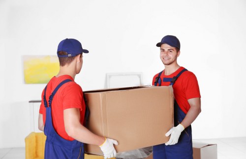 Packed boxes and furniture ready for a home move in Marylebone