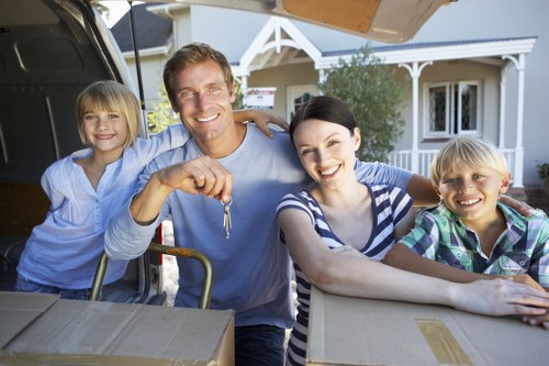 Professional movers handling office equipment during a Marylebone business relocation