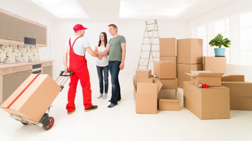 Organised cartons and labelled items for unpacking after a move