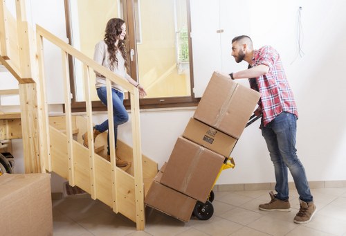 Office furniture and equipment prepared for a Marylebone business move